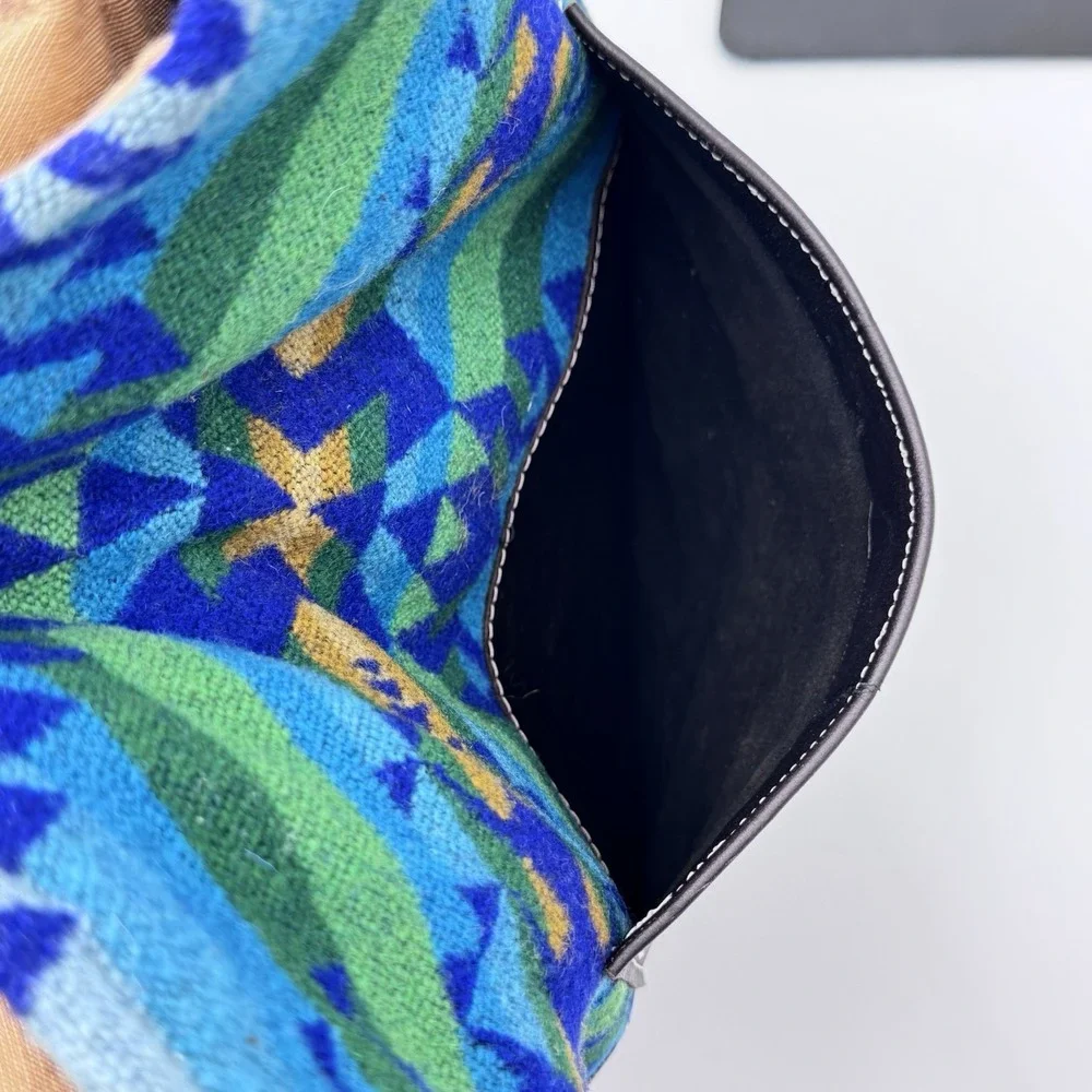 Custom Pendleton Upcycled Leather & Wool Nan-Made Pecos Hobo Crossbody Tote‎ Bag